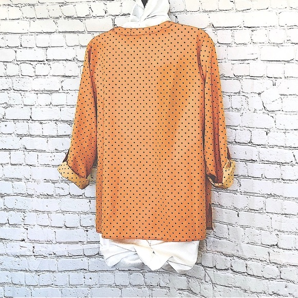 DONATED   Adrienne Vittadini Silky Polka Dot Oversize Logo-Pocket Blouse - Picture 4 of 12